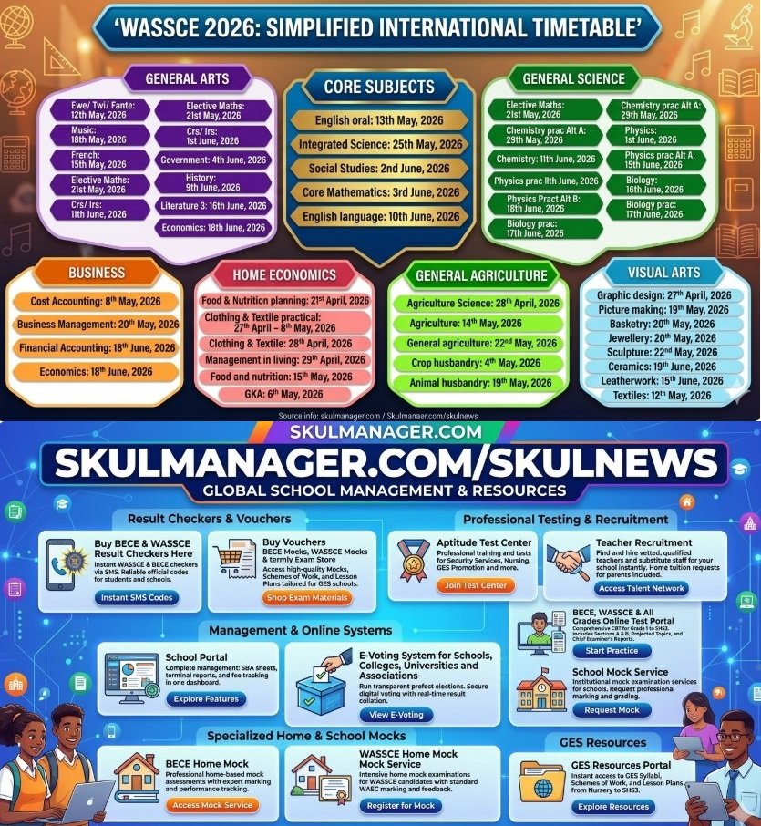 WASSCE 2026 Simplified Timetable and Skulmanager Services